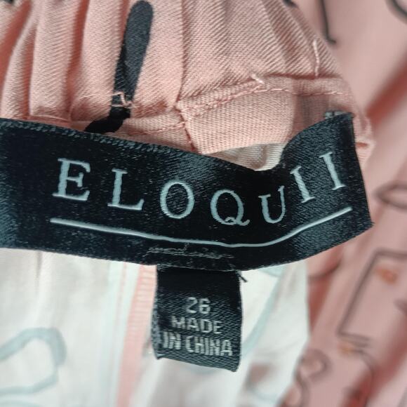 ELOQUII Pajamas 2 Piece Set Womens 24/26 Pink Abstract Print Plus Size Rayon - Picture 15 of 16